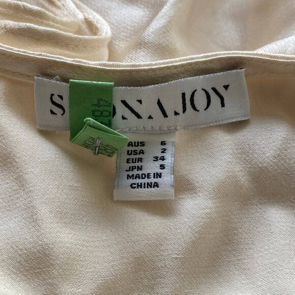 Shona Joy La Lune Tie Front Bias Midi Dress Cream - Picture 13 of 14